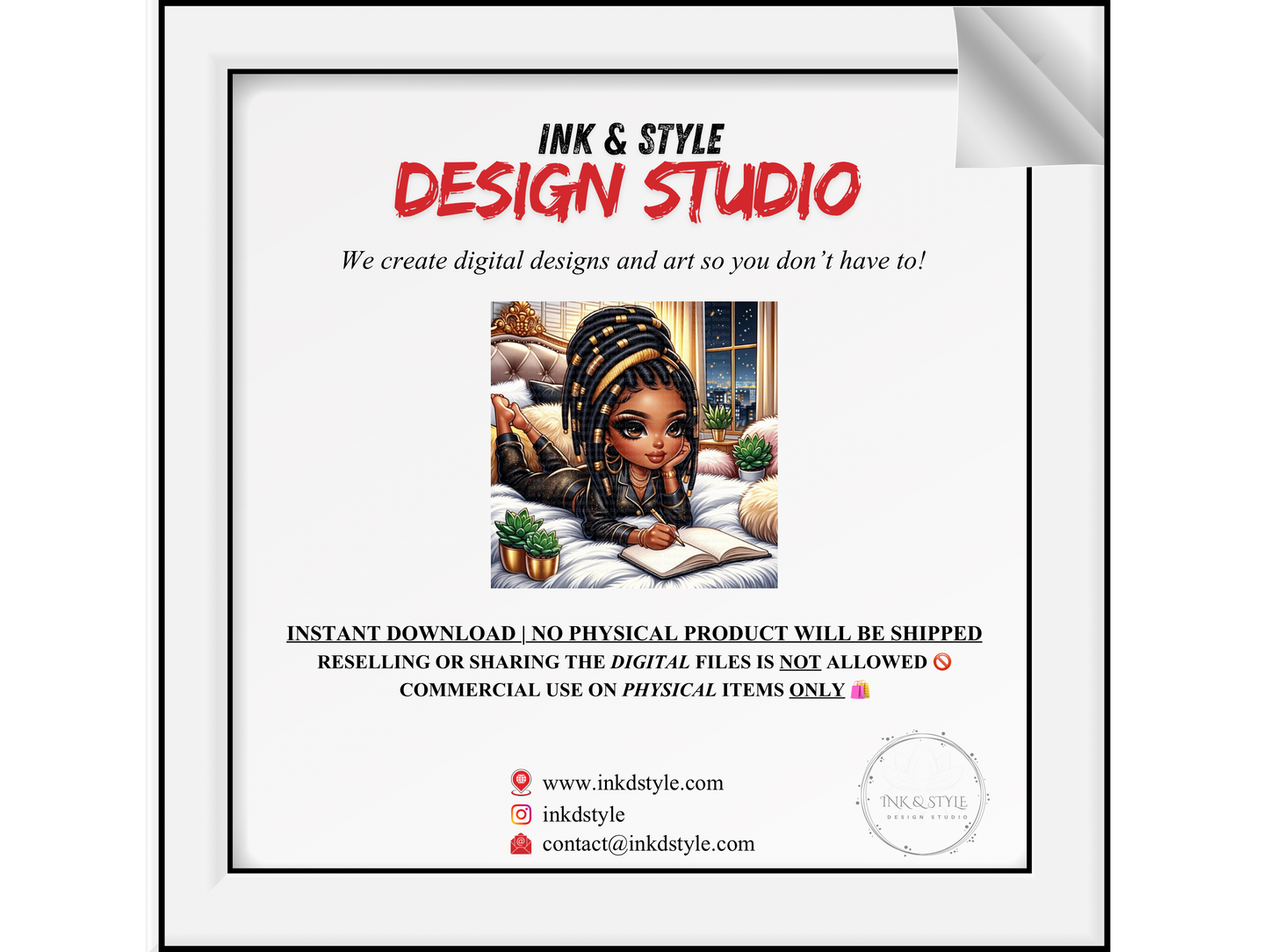 Chibi Style African American Woman With Dreadlocks | Cozy Night In | Digital Download