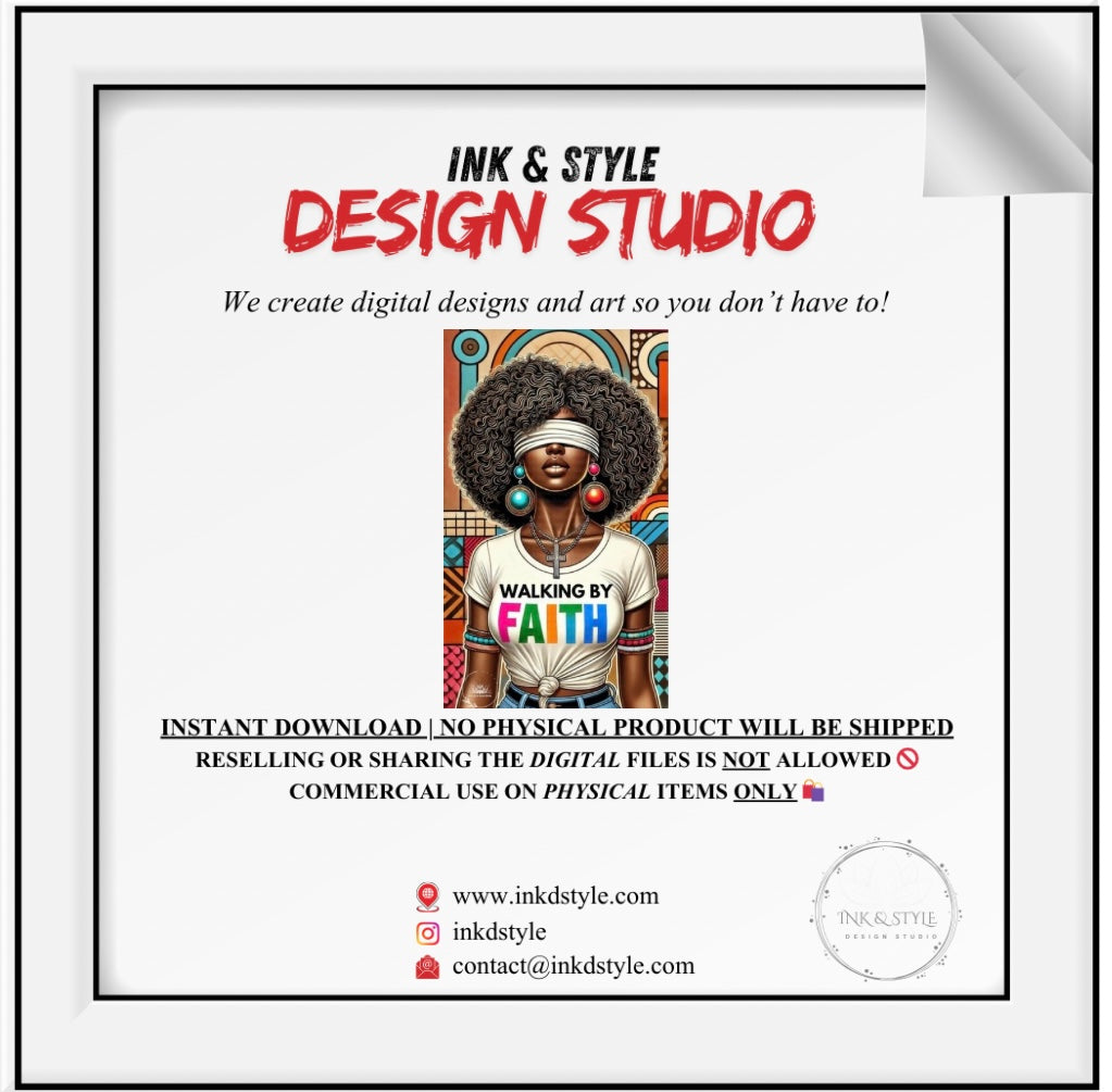 Empowering | Walking By Faith |Afrocentric Abstract Art | Inspirational Wall Decor | Exclusive PNG Digital Print | Instant Download