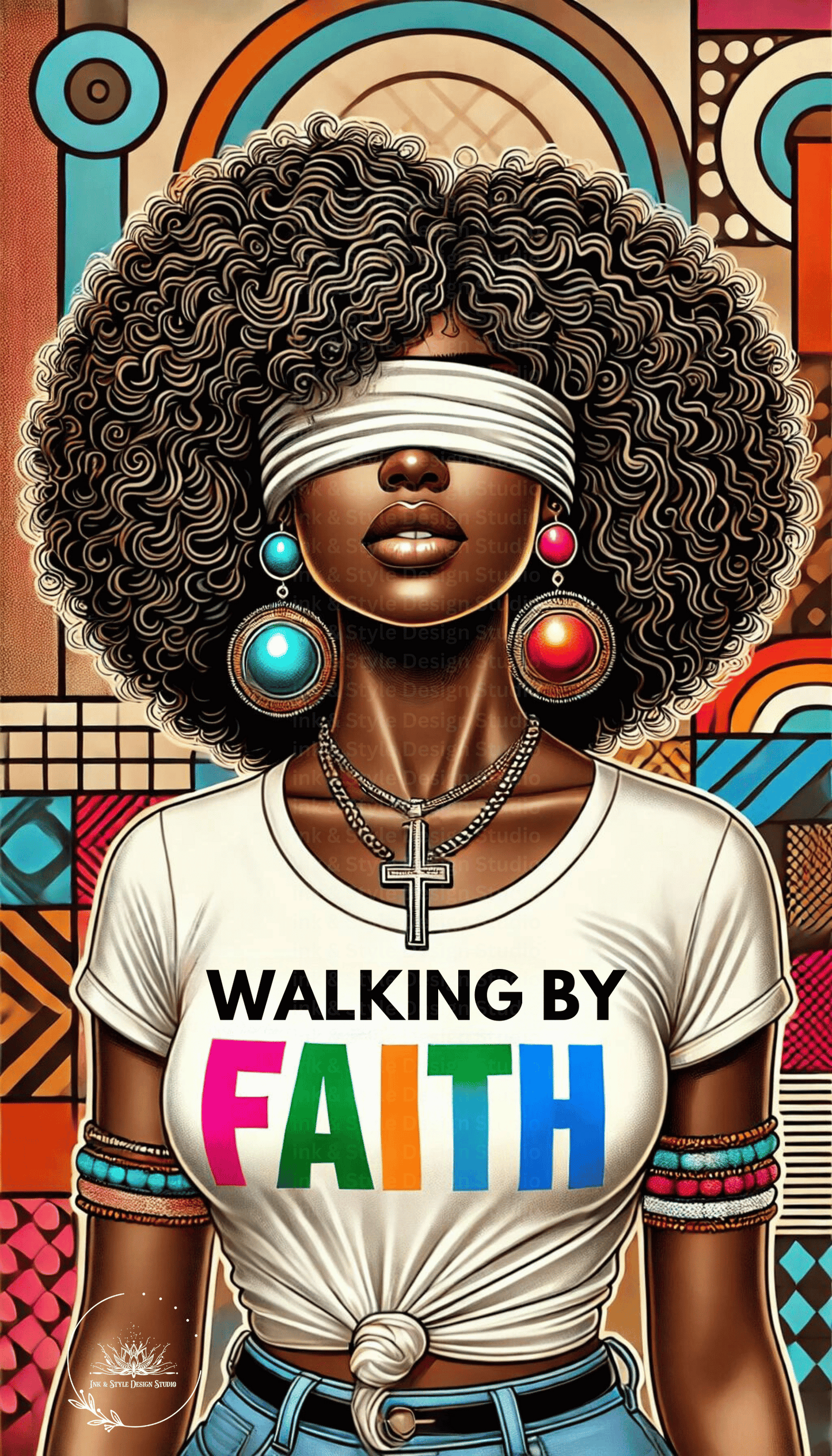 Empowering | Walking By Faith |Afrocentric Abstract Art | Inspirational Wall Decor | Exclusive PNG Digital Print | Instant Download