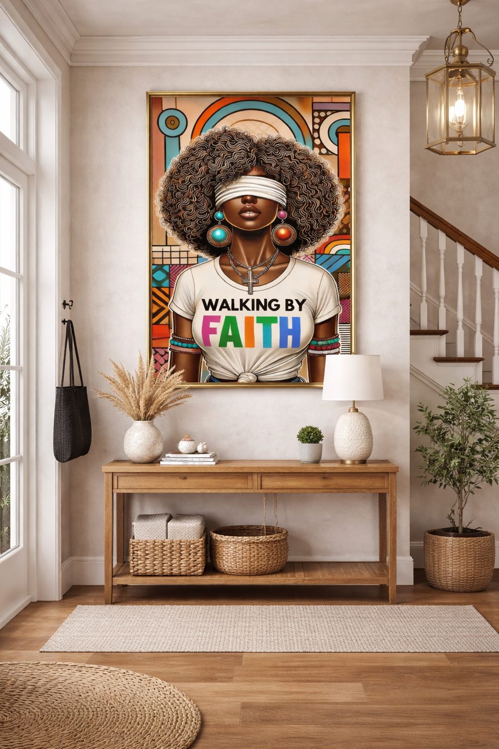 Empowering | Walking By Faith |Afrocentric Abstract Art | Inspirational Wall Decor | Exclusive PNG Digital Print | Instant Download