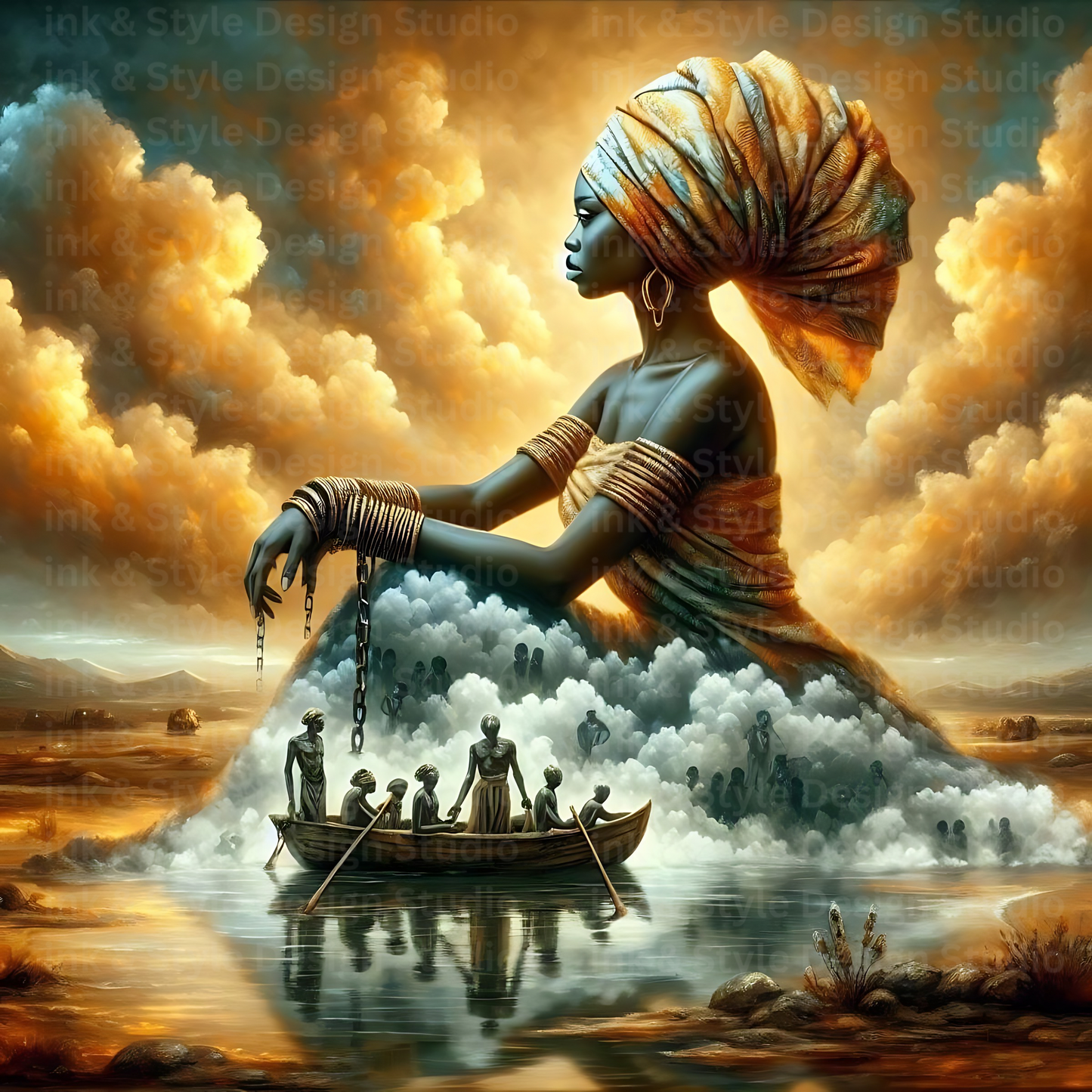 Queen Amara | Whispers of the Past | African American Woman| Black History PNG Digital Artwork Download