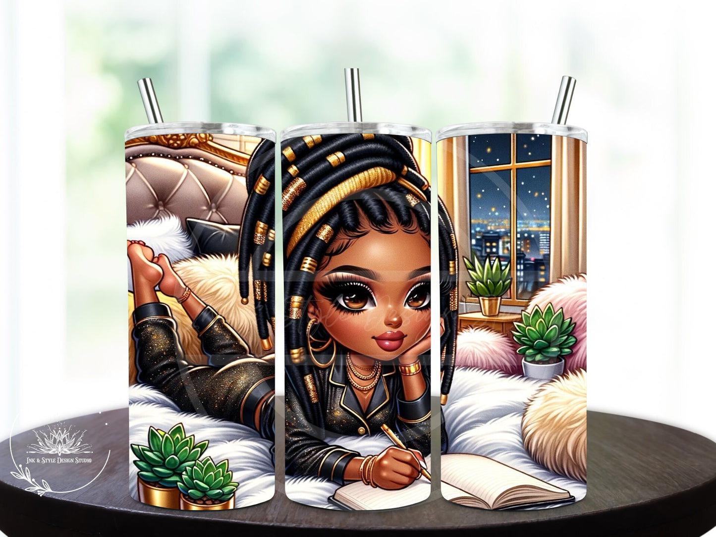 Chibi Style African American Woman With Dreadlocks | Cozy Night In | Digital Download