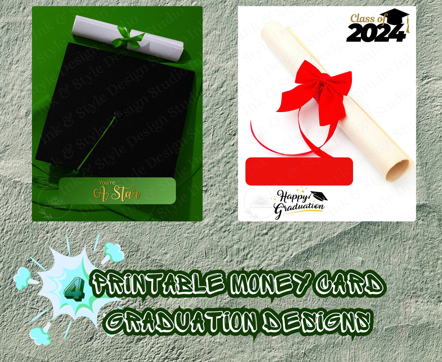 Graduate Money Card Template | Printable Cricut Design | 4 Design Graduation Bundle | Lip Balm Holder | Digital Download