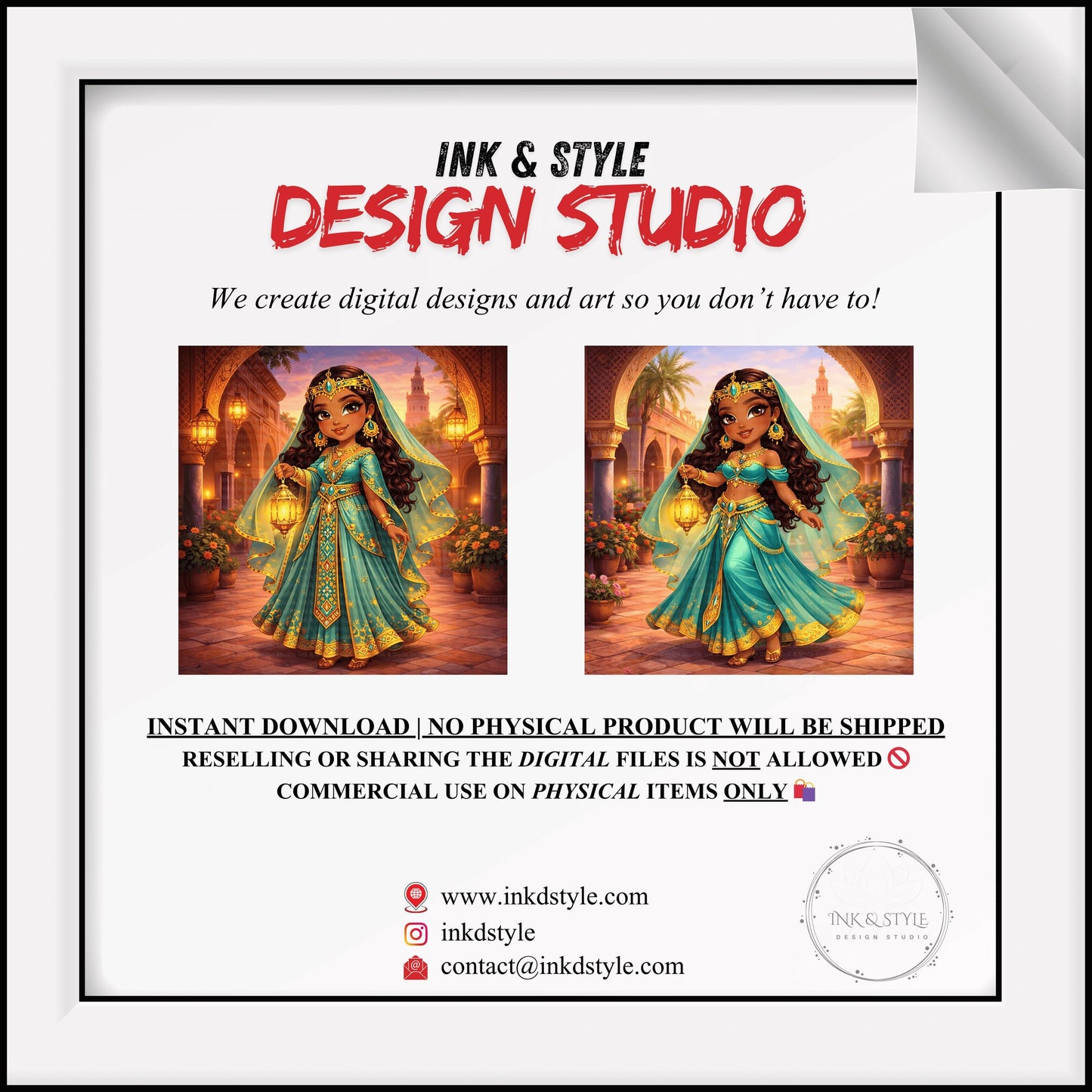 Moroccan Princess Chibi Art | Marrakech Lantern Girl PNG | Medina Fantasy Character | Desert Princess Digital Art | Instant Download