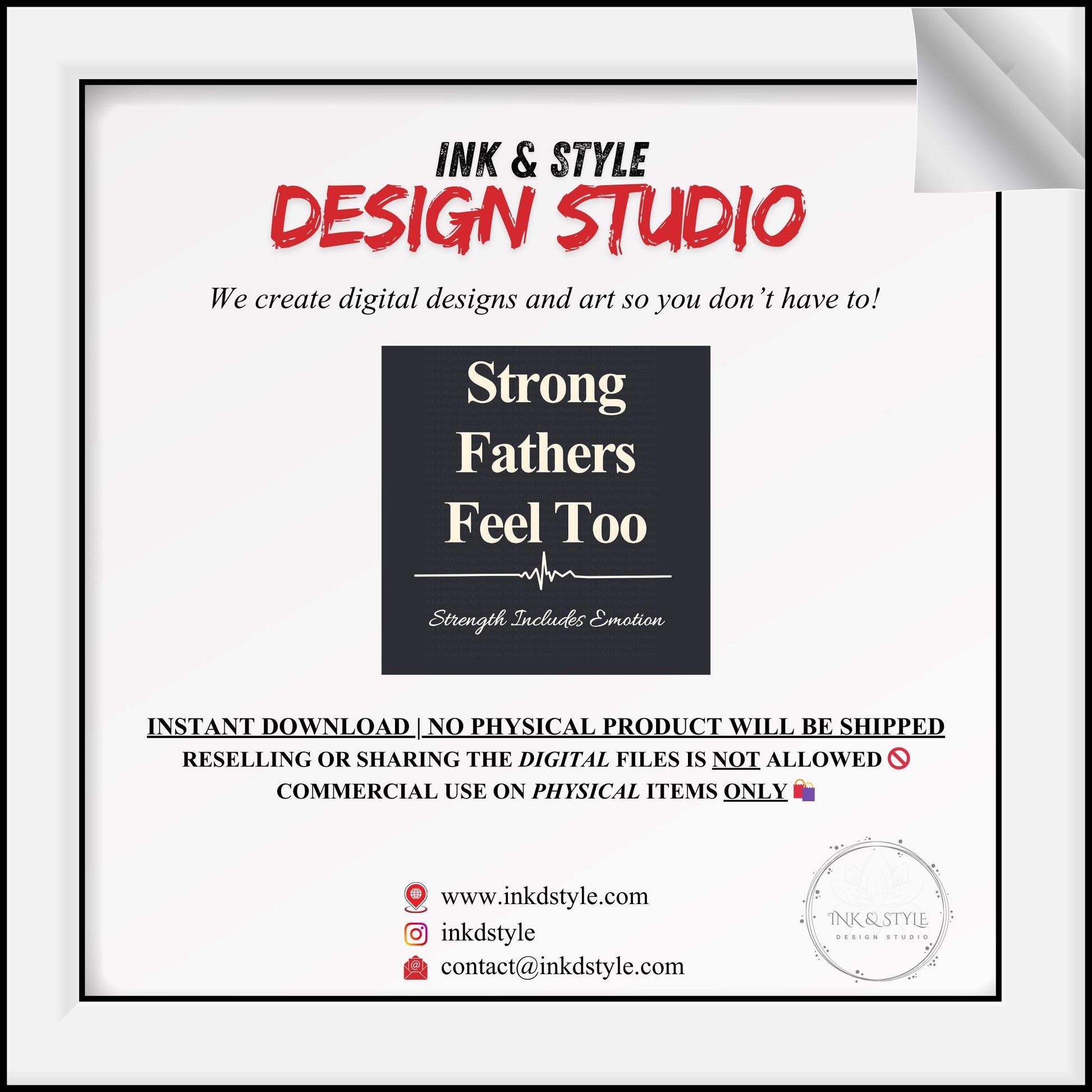Strong Fathers Feel Too | Fatherhood Mental Health Quote | Men’s Mental Health Awareness | Supportive Dad Wall Art | Instant Download
