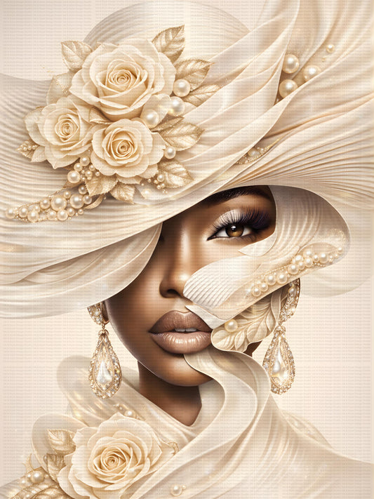 Empress Of Ivory Printable Wall Art | Luxury Black Woman Portrait | Elegant Ivory Glam Home Decor | Fashion Inspired Digital Download