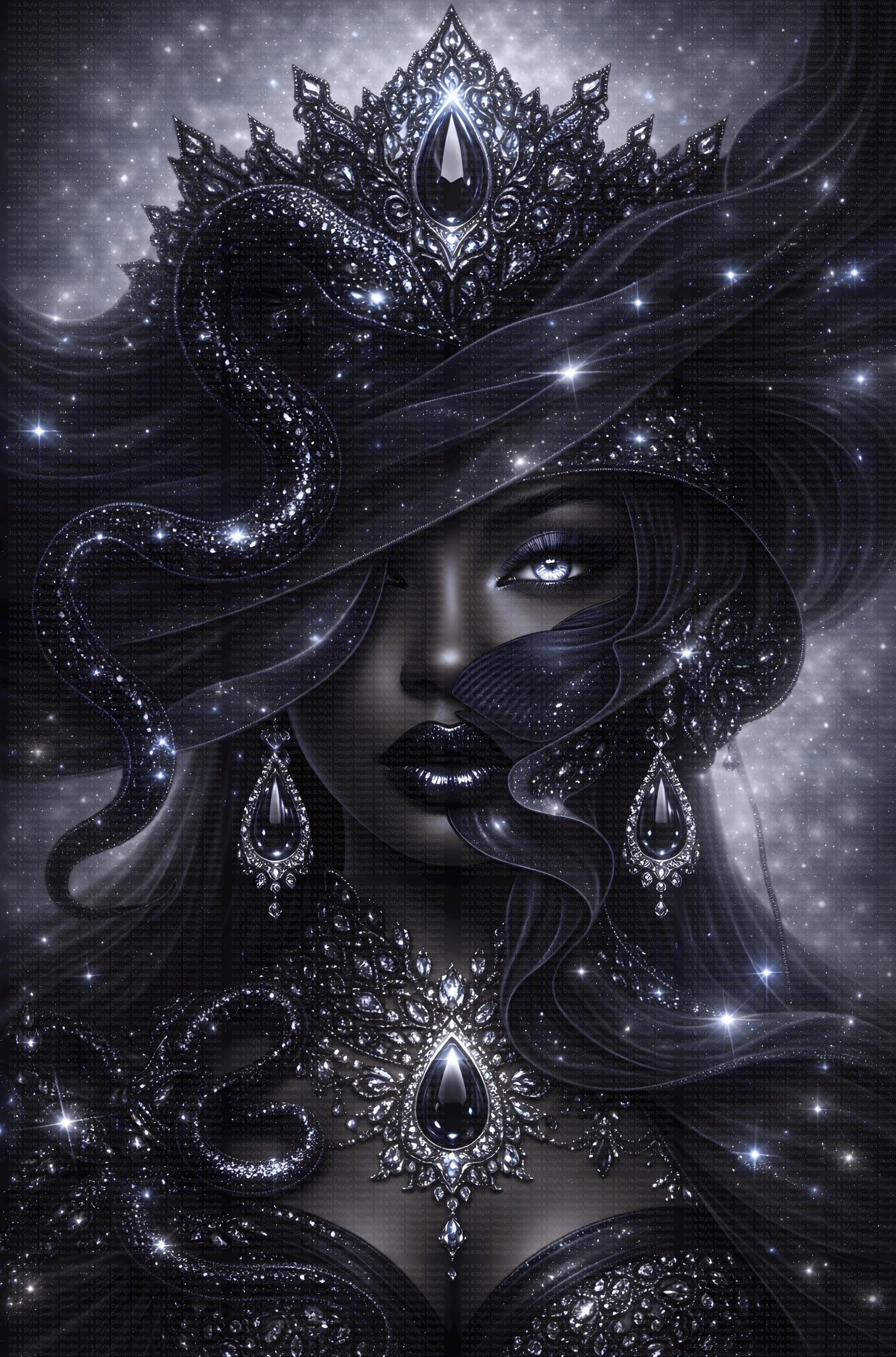Empress of Balance | Pearl & Onyx Digital Art Bundle | Black Woman Luxury Wall Art | Divine Feminine Yin Yang Artwork | Digital Download
