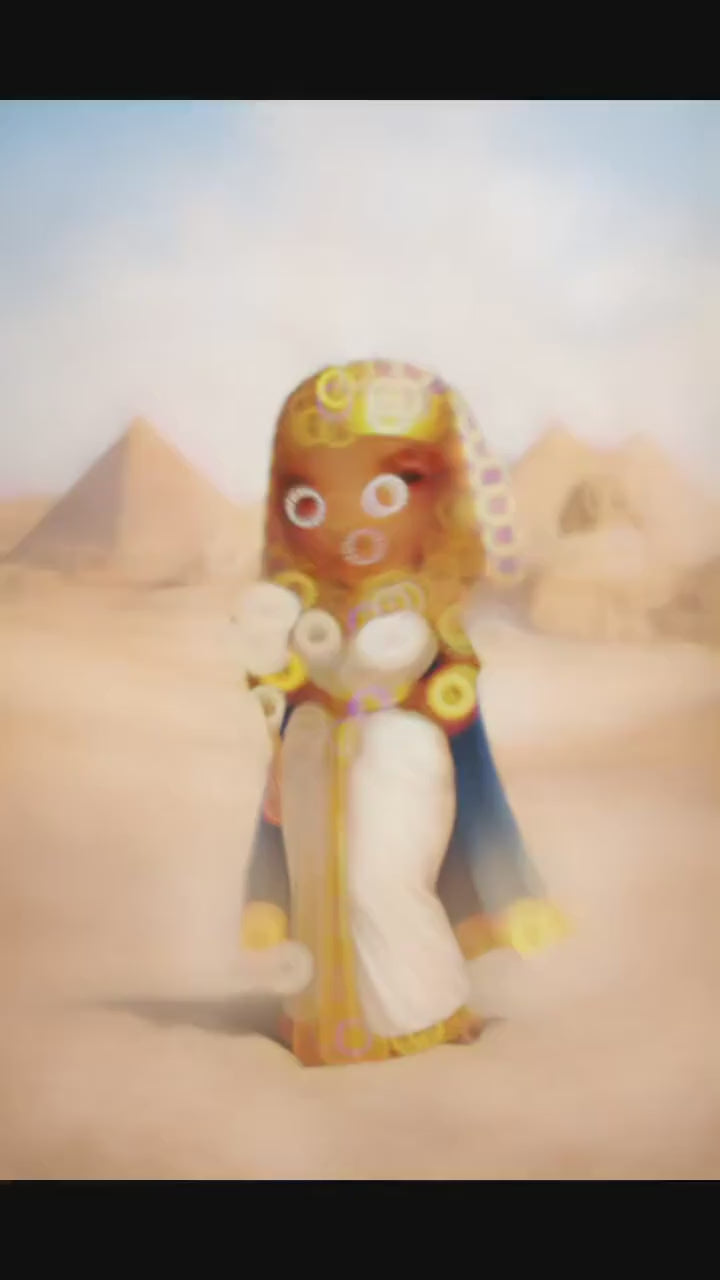 Egyptian Queen Chibi Art | Pyramids Printable Wall Art | Ancient Egypt Princess Illustration | North African Clipart | Digital Download PNG